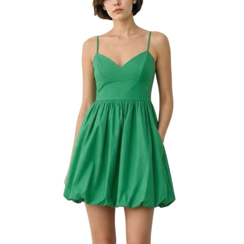 Express V-Neck Poplin Mini Bubble Dress - L